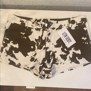 12TH TRIBE Dixie Cow Print Low Rise Hot Shorts